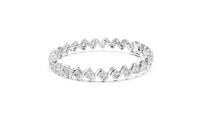 20 Pointer Round Diamond Wave Tennis Bracelet in Yellow Gold