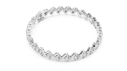 20 Pointer Round Diamond Wave Tennis Bracelet in Yellow Gold