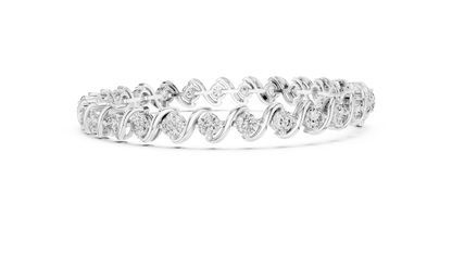 20 Pointer Round Diamond Wave Tennis Bracelet in Yellow Gold