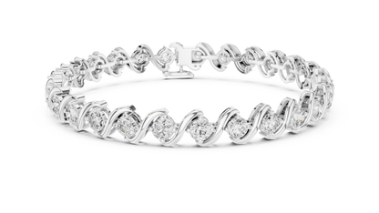 20 Pointer Round Diamond Wave Tennis Bracelet in Yellow Gold