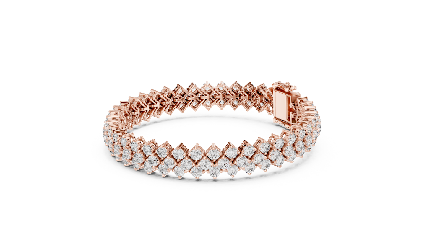Round Diamond Cluster Bracelet in Rose Gold