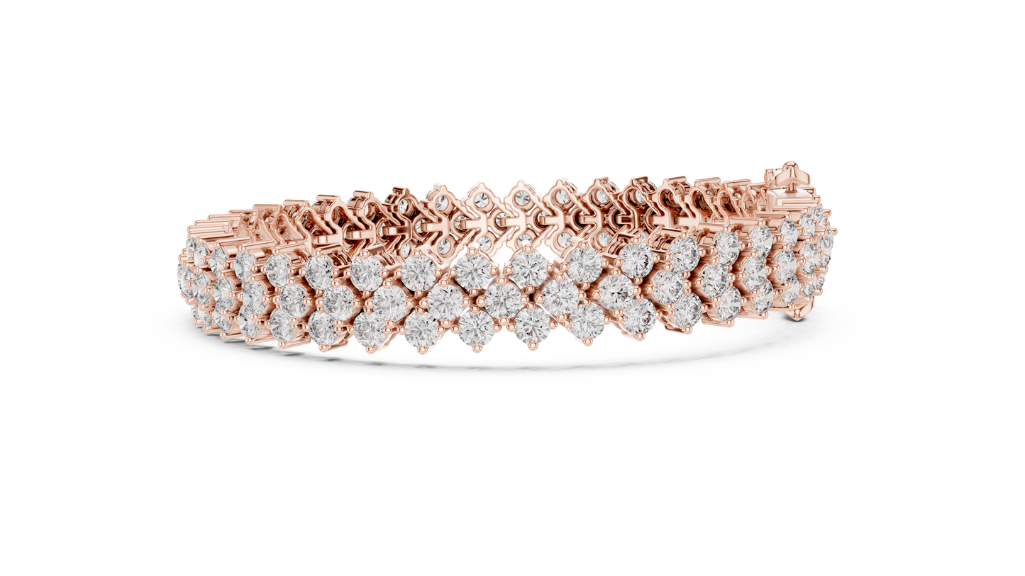 Round Diamond Cluster Bracelet in Rose Gold