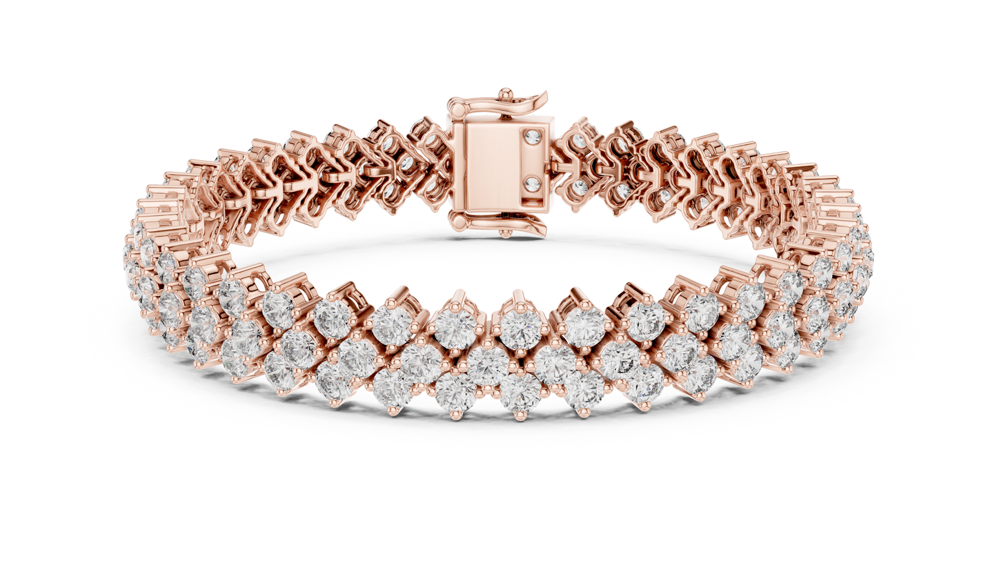 Round Diamond Cluster Bracelet in Rose Gold