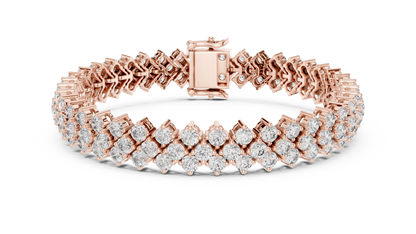 Round Diamond Cluster Bracelet in Rose Gold