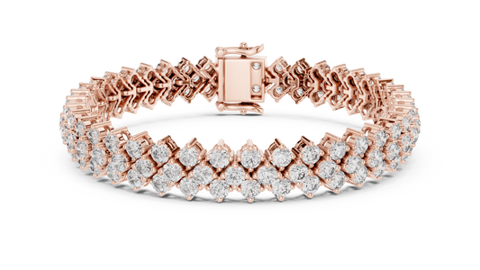 Round Diamond Cluster Bracelet in Rose Gold