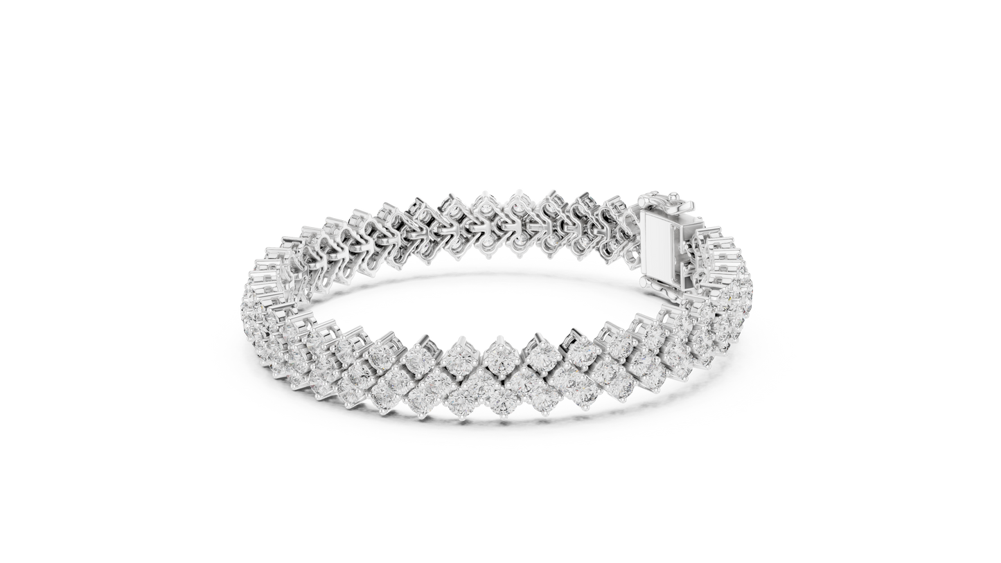 Round Diamond Cluster Bracelet in Rose Gold