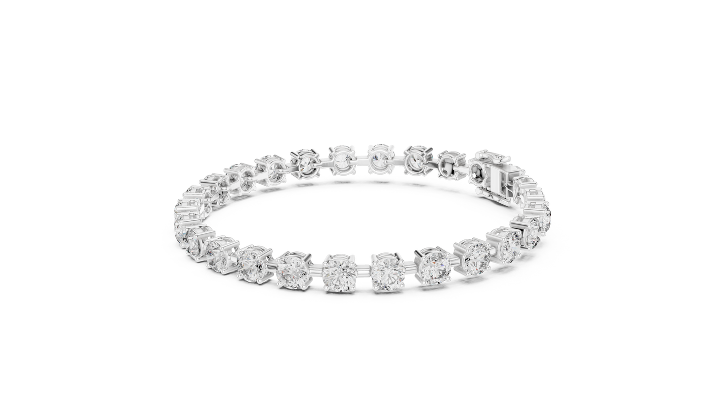 50 Pointer Round Brilliant Diamond Tennis Bracelet in White Gold | Classic Luxury Bracelet