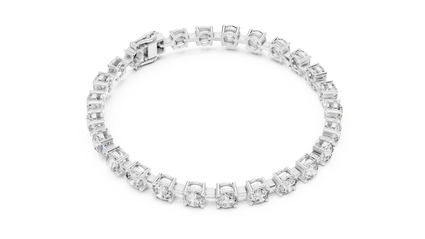 50 Pointer Round Brilliant Diamond Tennis Bracelet in White Gold | Classic Luxury Bracelet