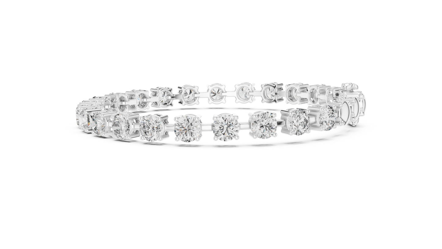 50 Pointer Round Brilliant Diamond Tennis Bracelet in White Gold | Classic Luxury Bracelet