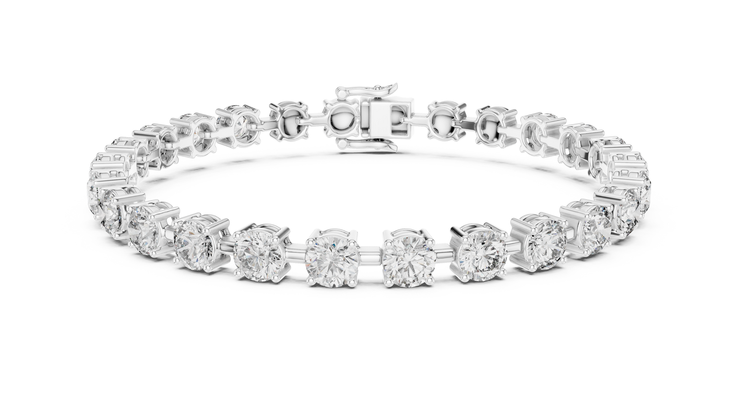 50 Pointer Round Brilliant Diamond Tennis Bracelet in White Gold | Classic Luxury Bracelet