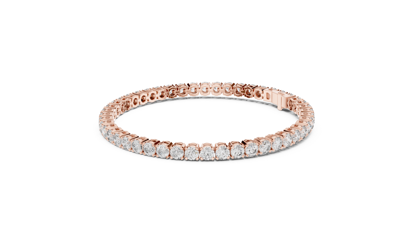 15 Pointer Round Diamond Tennis Bracelet in Rose Gold | Elegant Fine Jewelry