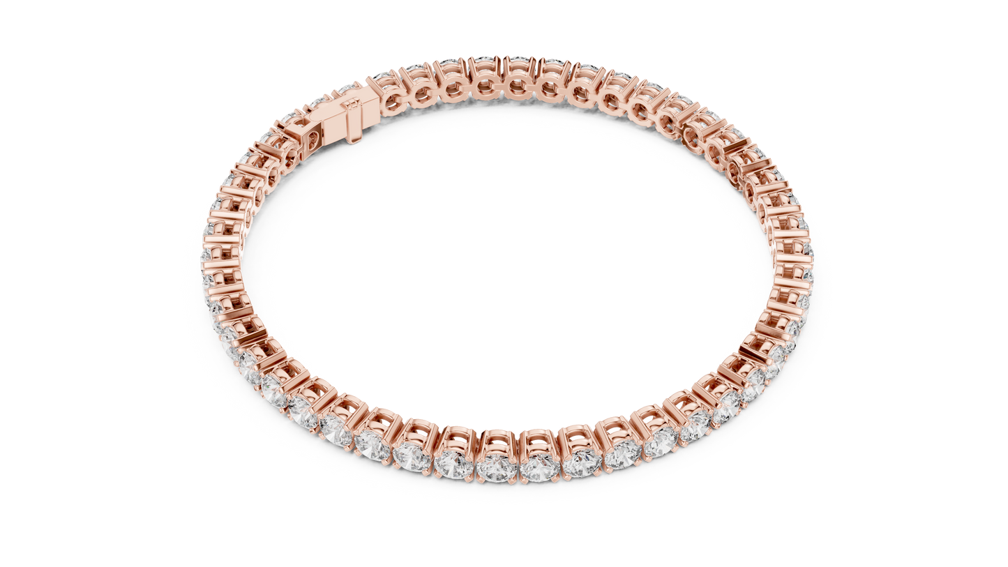 15 Pointer Round Diamond Tennis Bracelet in Rose Gold | Elegant Fine Jewelry