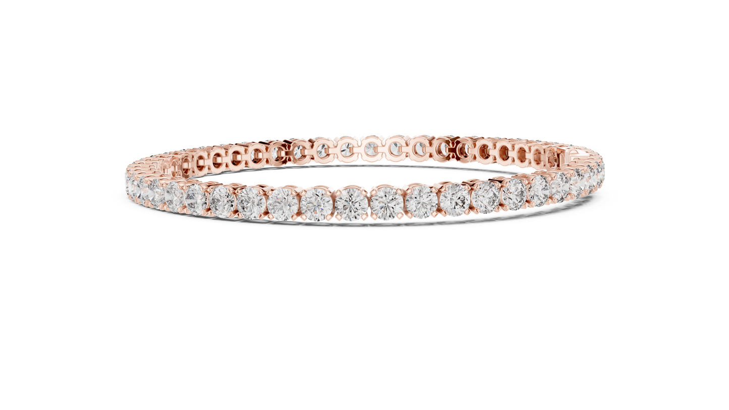 15 Pointer Round Diamond Tennis Bracelet in Rose Gold | Elegant Fine Jewelry