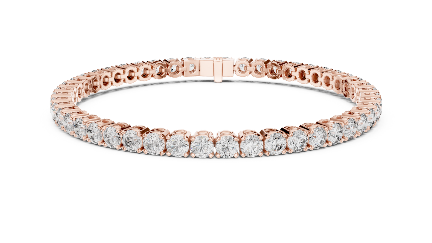 15 Pointer Round Diamond Tennis Bracelet in Rose Gold | Elegant Fine Jewelry