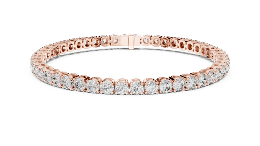 15 Pointer Round Diamond Tennis Bracelet in Rose Gold | Elegant Fine Jewelry