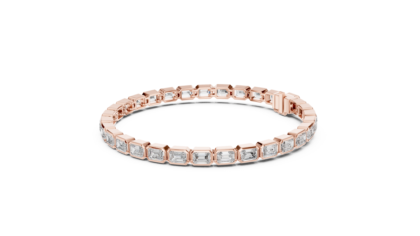 30 Pointer Emerald Cut Diamond Tennis Bracelet in Rose Gold | Luxury Bracelet