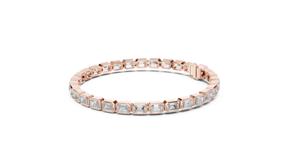 30 Pointer Emerald Cut Diamond Tennis Bracelet in Rose Gold | Luxury Bracelet