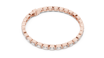 30 Pointer Emerald Cut Diamond Tennis Bracelet in Rose Gold | Luxury Bracelet