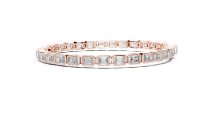 30 Pointer Emerald Cut Diamond Tennis Bracelet in Rose Gold | Luxury Bracelet