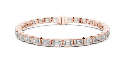 30 Pointer Emerald Cut Diamond Tennis Bracelet in Rose Gold | Luxury Bracelet