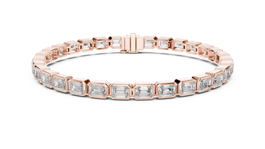 30 Pointer Emerald Cut Diamond Tennis Bracelet in Rose Gold | Luxury Bracelet