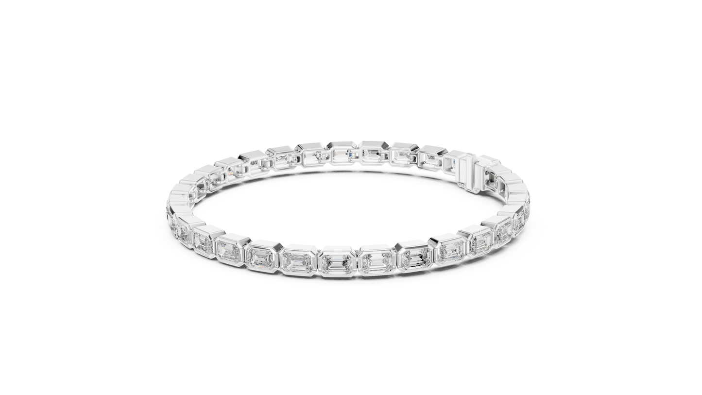 30 Pointer Emerald Cut Diamond Tennis Bracelet in Rose Gold | Luxury Bracelet