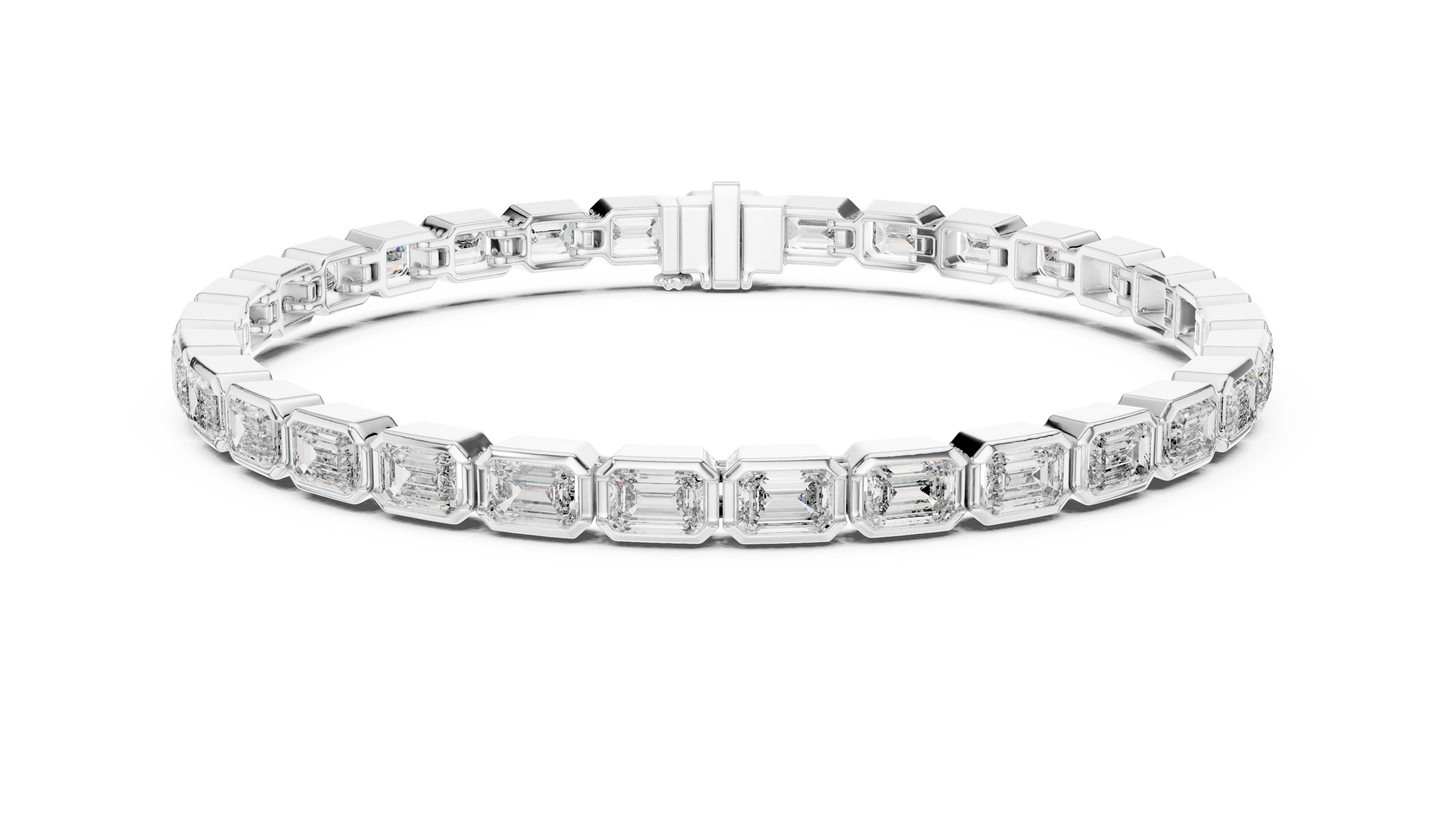 30 Pointer Emerald Cut Diamond Tennis Bracelet in Rose Gold | Luxury Bracelet