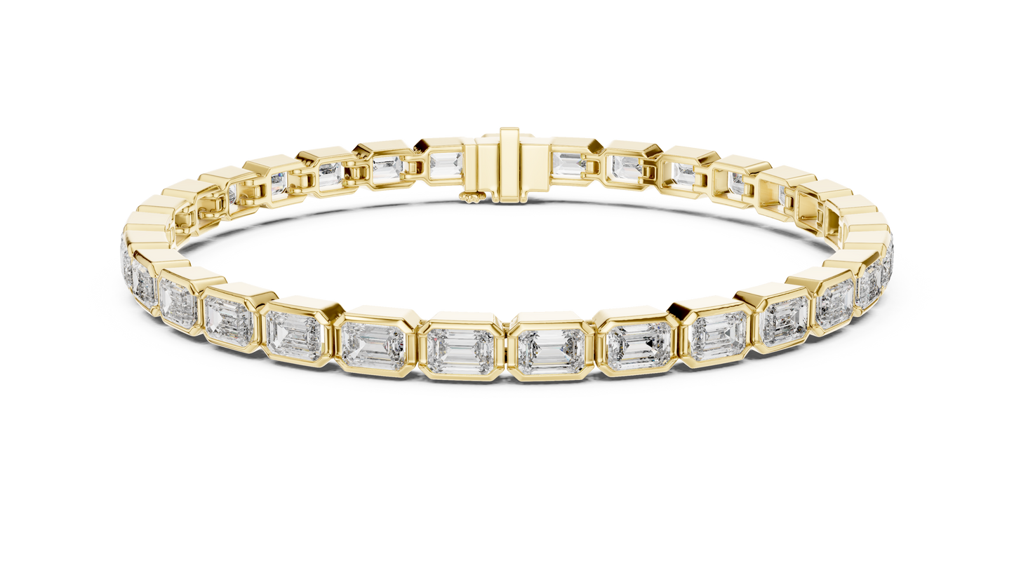 30 Pointer Emerald Cut Diamond Tennis Bracelet in Rose Gold | Luxury Bracelet