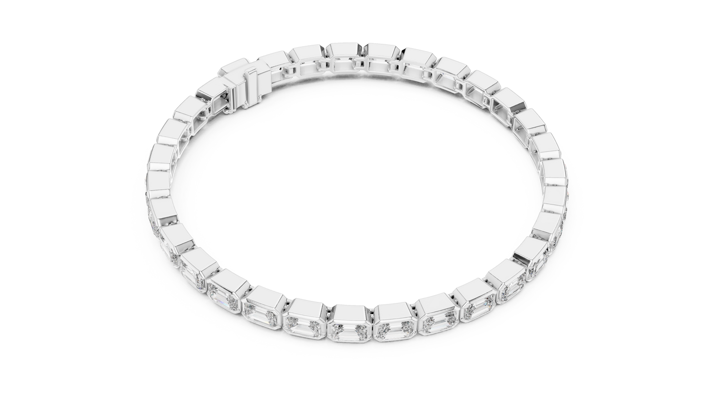 Emerald-Cut Diamond Tennis Bracelet – Platinum & White Gold Luxury