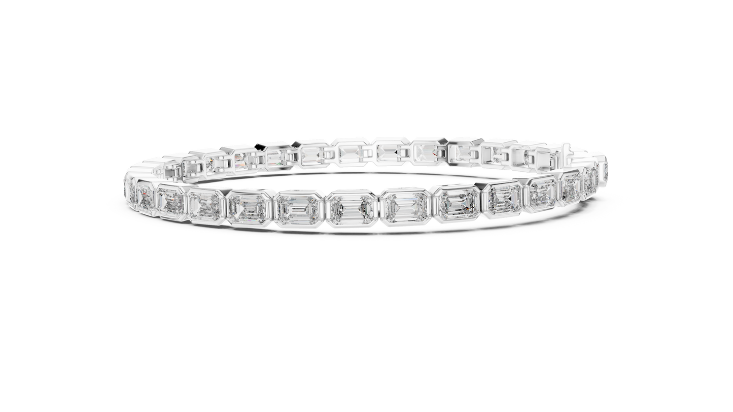 Emerald-Cut Diamond Tennis Bracelet – Platinum & White Gold Luxury