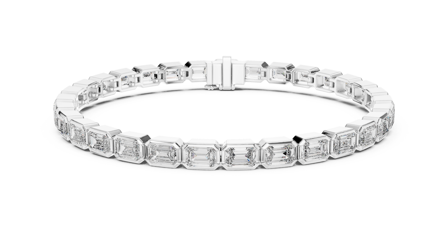 Emerald-Cut Diamond Tennis Bracelet – Platinum & White Gold Luxury