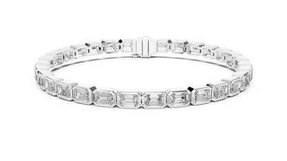 Emerald-Cut Diamond Tennis Bracelet – Platinum & White Gold Luxury