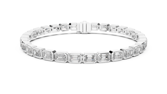 Emerald-Cut Diamond Tennis Bracelet – Platinum & White Gold Luxury