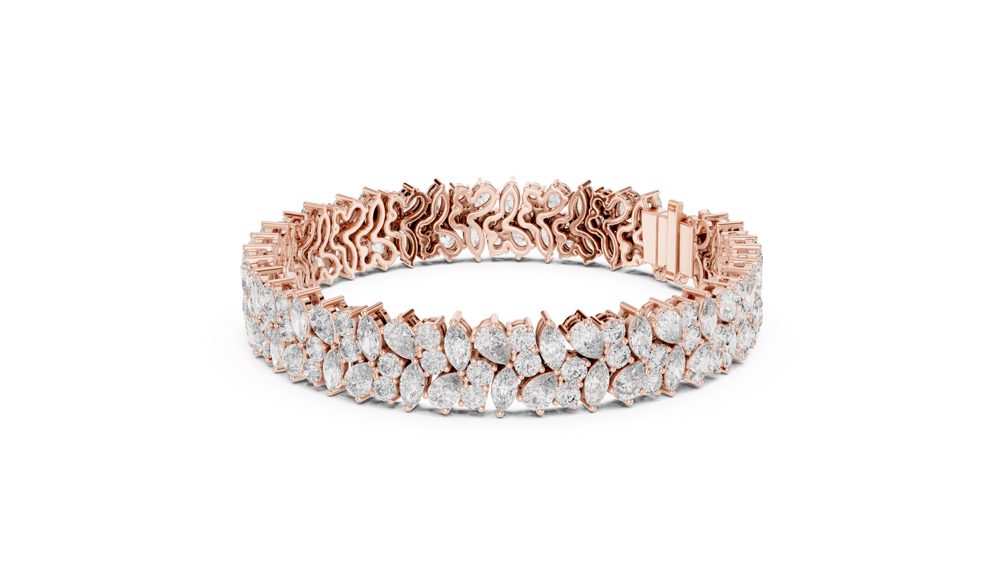 Luxury Lab-Grown Diamond Cluster Bracelet in 14K Yellow Gold | Elegant Tennis Bracelet