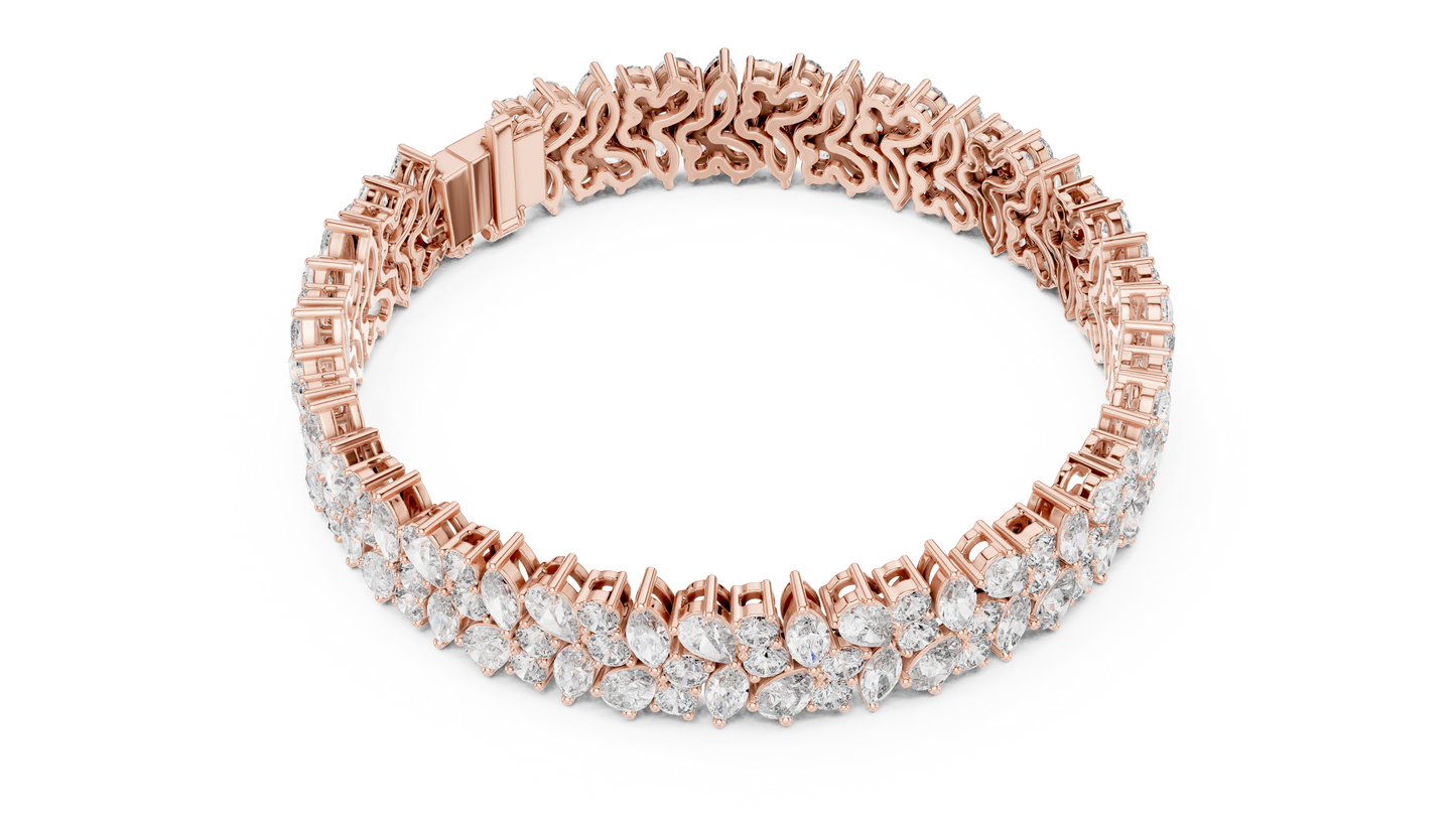Luxury Lab-Grown Diamond Cluster Bracelet in 14K Yellow Gold | Elegant Tennis Bracelet