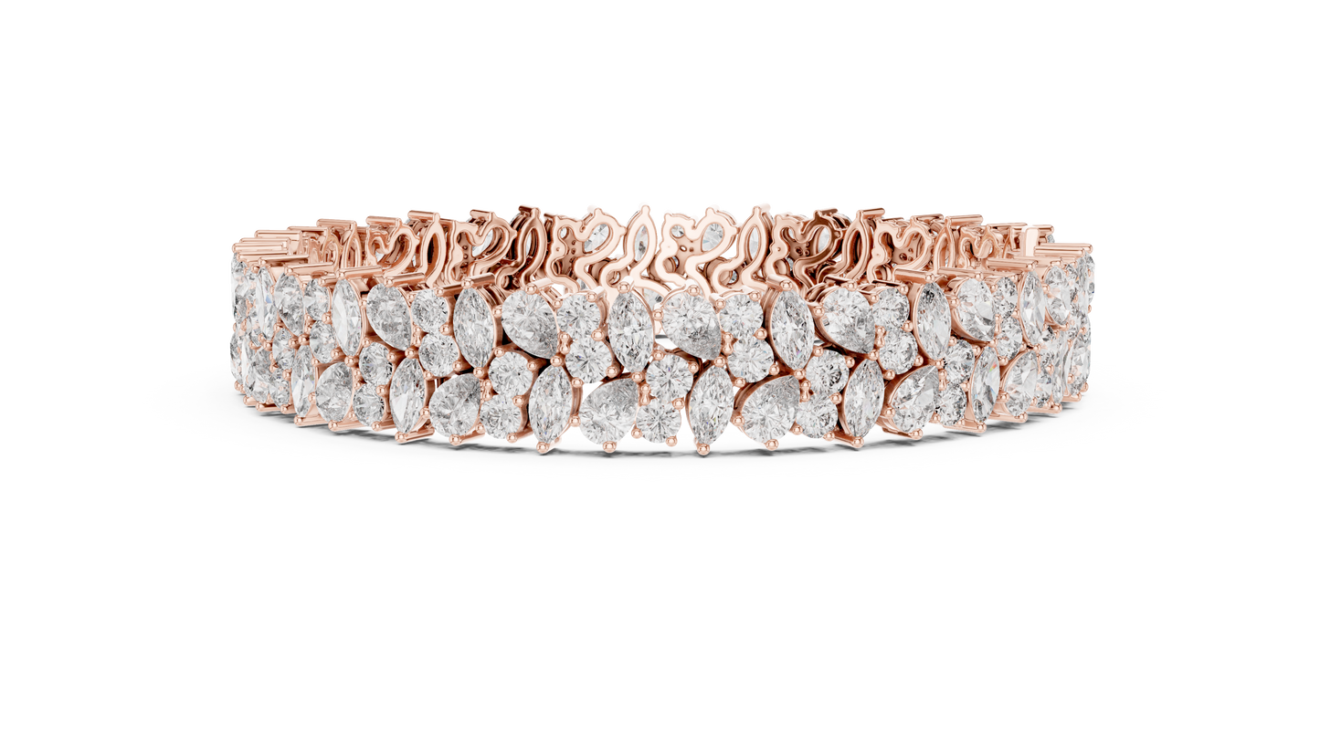 Luxury Lab-Grown Diamond Cluster Bracelet in 14K Yellow Gold | Elegant Tennis Bracelet