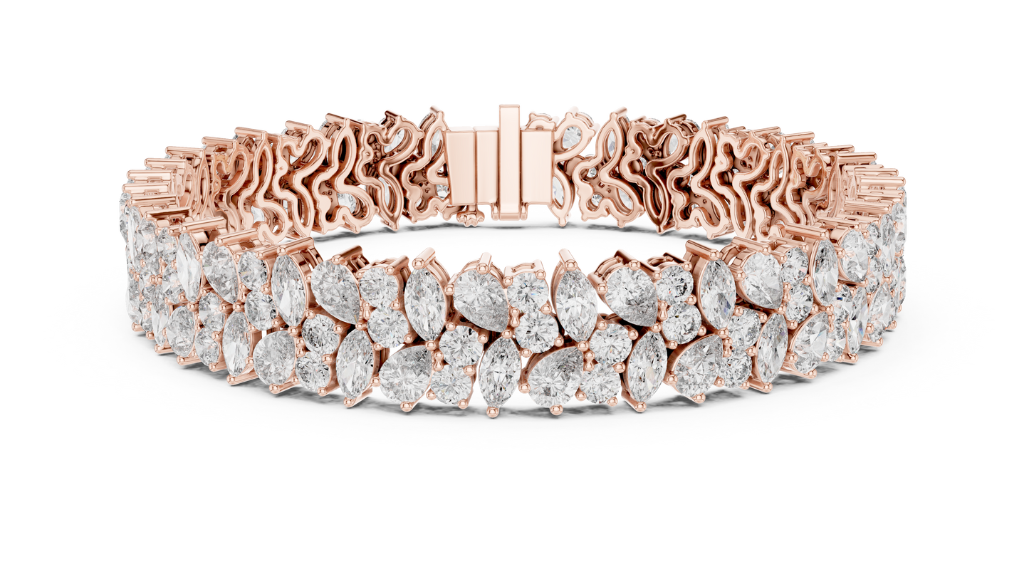 Luxury Lab-Grown Diamond Cluster Bracelet in 14K Yellow Gold | Elegant Tennis Bracelet