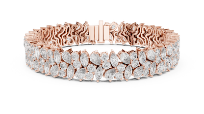 Luxury Lab-Grown Diamond Cluster Bracelet in 14K Yellow Gold | Elegant Tennis Bracelet
