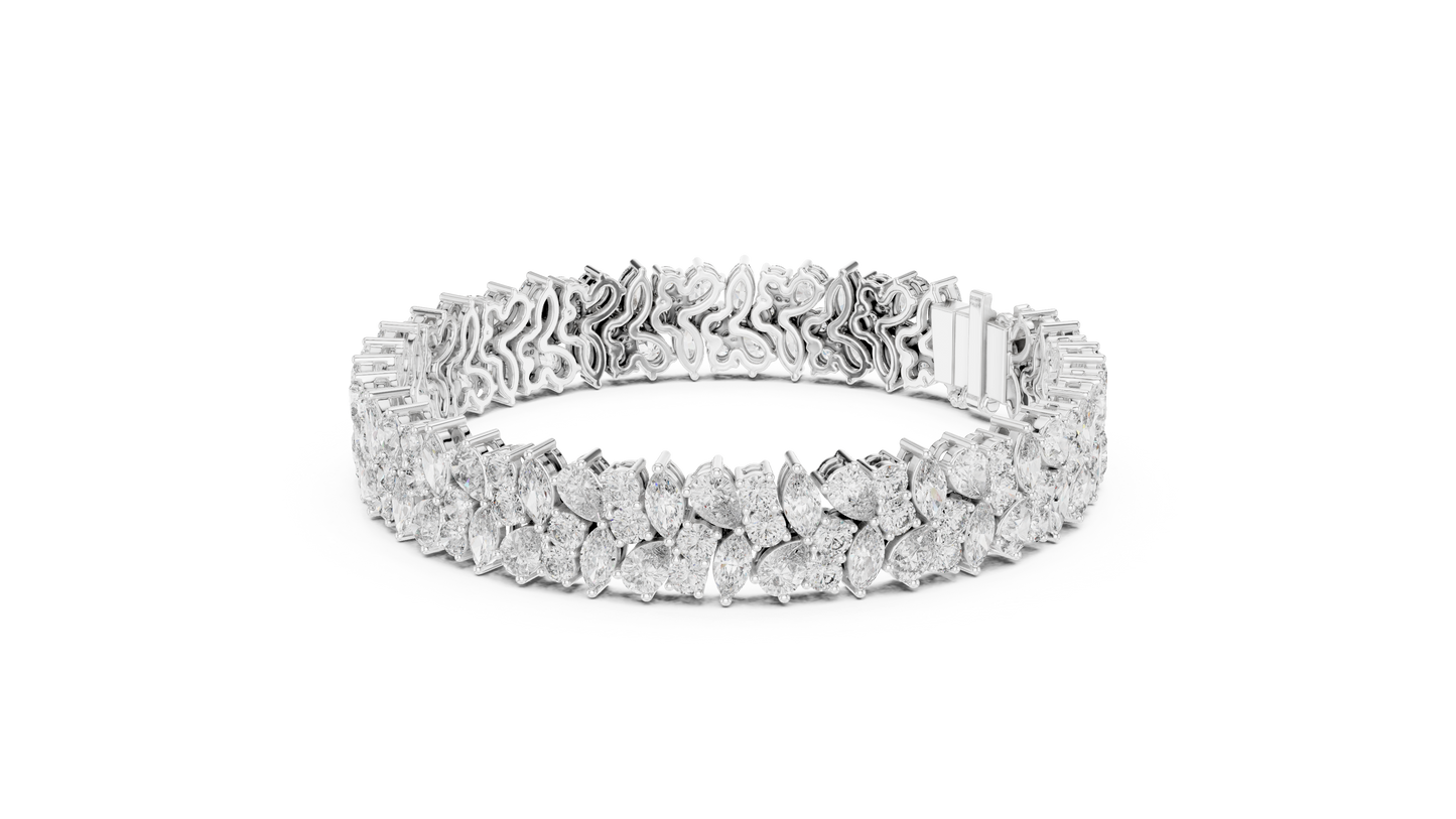 Luxury Lab-Grown Diamond Cluster Bracelet in 14K Yellow Gold | Elegant Tennis Bracelet