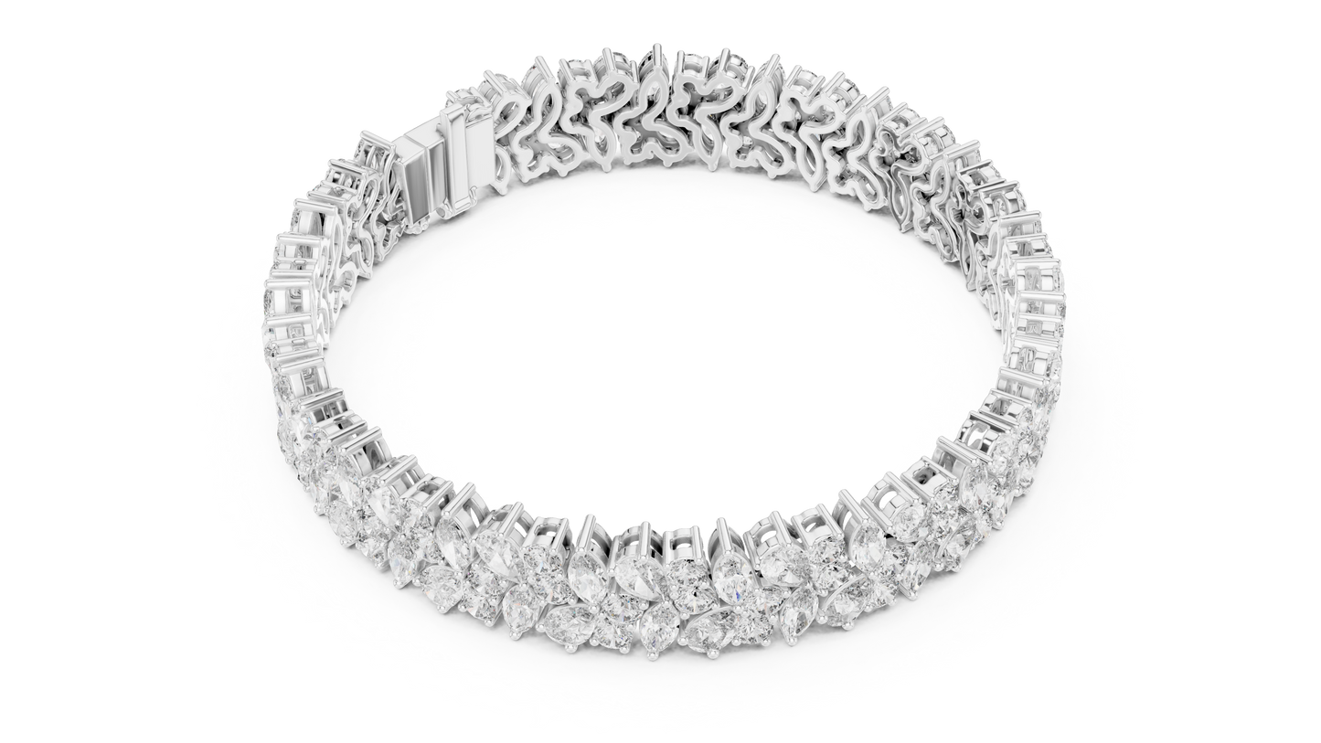Luxury Lab-Grown Diamond Cluster Bracelet in 14K Yellow Gold | Elegant Tennis Bracelet