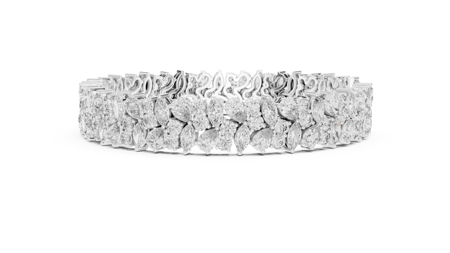 Luxury Lab-Grown Diamond Cluster Bracelet in 14K Yellow Gold | Elegant Tennis Bracelet