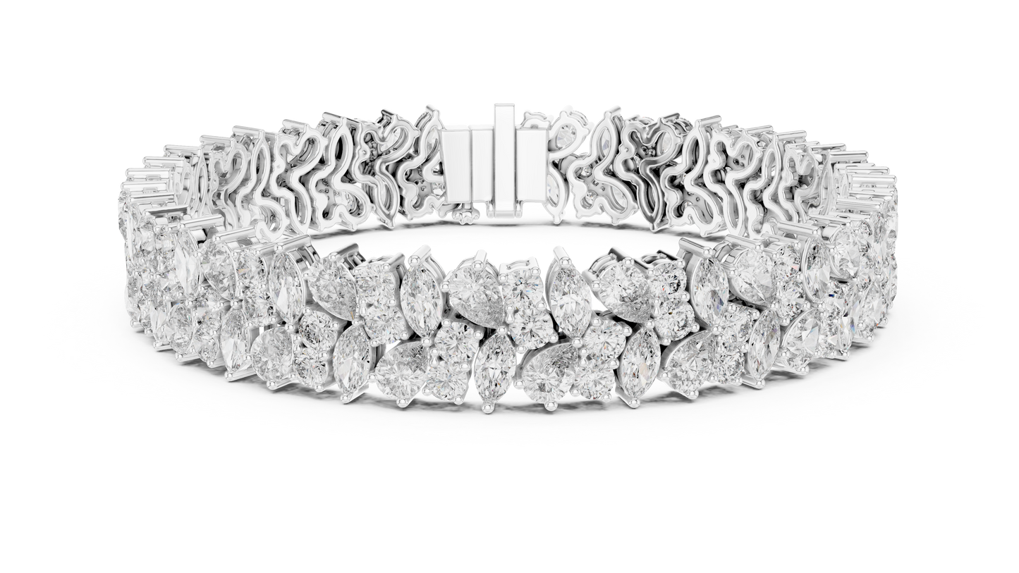 Luxury Lab-Grown Diamond Cluster Bracelet in 14K Yellow Gold | Elegant Tennis Bracelet