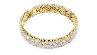 Luxury Lab-Grown Diamond Cluster Bracelet in 14K Yellow Gold | Elegant Tennis Bracelet