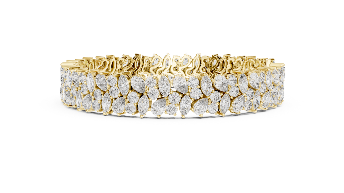 Luxury Lab-Grown Diamond Cluster Bracelet in 14K Yellow Gold | Elegant Tennis Bracelet