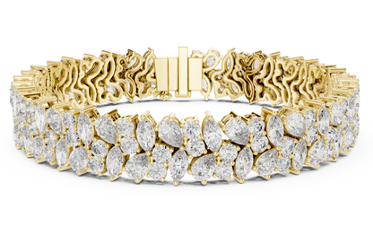 Luxury Lab-Grown Diamond Cluster Bracelet in 14K Yellow Gold | Elegant Tennis Bracelet