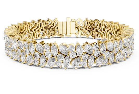 Luxury Lab-Grown Diamond Cluster Bracelet in 14K Yellow Gold | Elegant Tennis Bracelet