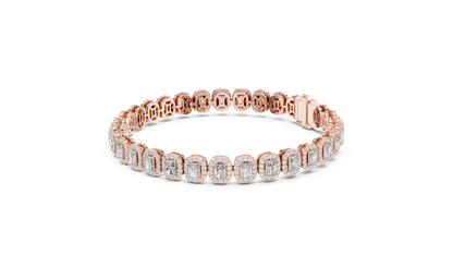 Gold Emerald-Cut Diamond Tennis Bracelet – Halo Luxury Design