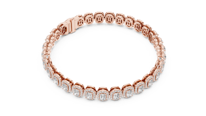 Gold Emerald-Cut Diamond Tennis Bracelet – Halo Luxury Design