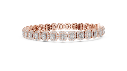 Gold Emerald-Cut Diamond Tennis Bracelet – Halo Luxury Design