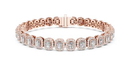 Gold Emerald-Cut Diamond Tennis Bracelet – Halo Luxury Design